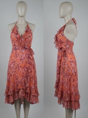 MM Couture Gorgeous Lined Wrap Dress. Perfect for 4-6. Floral, Backless size S